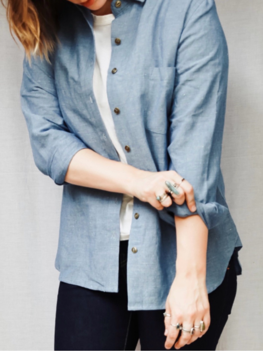 Tradlands Chambray Linen Cotton Clare Button-Down Shirt S